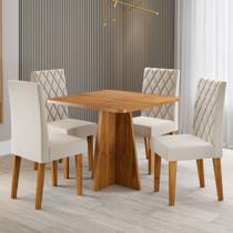 Mesa de Jantar 4 Lugares Evah Mel/Tampo Mel/Veludo Pastel - Viero Móveis