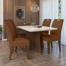 Mesa de Jantar 4 Lugares Evora com Vidro Freijo/Marrom - Art Panta Mesa de Jantar 4 Lugares Evora com Vidro Freijo/Marrom - Art Panta