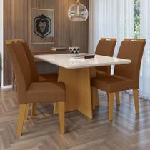 Mesa de Jantar 4 Lugares Evora com Vidro Nature/Marrom - Art Panta Mesa de Jantar 4 Lugares Evora com Vidro Nature/Marrom - Art Panta