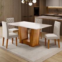 Mesa de Jantar 4 Lugares Floripa Mel/Blonde/Veludo Pastel - Viero Móveis Mesa de Jantar 4 Lugares Floripa Mel/Blonde/Veludo Pastel - Viero Móveis