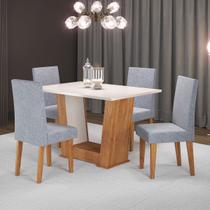 Mesa de Jantar 4 Lugares Floripa/Venus Mel/Blonde/Linho/Inox - Viero Móveis