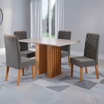 Mesa de Jantar 4 Lugares Georgia Ripado Mel/Blonde/Cinza - Pnr Móveis