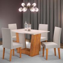 Mesa de Jantar 4 Lugares Grazi Mel/Blonde/Veludo Marfim - Pnr Móveis Mesa de Jantar 4 Lugares Grazi Mel/Blonde/Veludo Marfim - Pnr Móveis