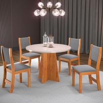 Mesa de Jantar 4 Lugares Ilana Mel/Blonde/Veludo Cinza - Pnr Móveis