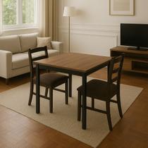 Mesa de Jantar 4 Lugares Industrial Rústica 70x70 MDF Premium Amadeirado