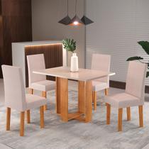 Mesa de Jantar 4 Lugares Juliete Mel/Blonde/Linho Amendoa 26281 - Viero Móveis