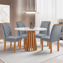 Mesa de Jantar 4 Lugares Kansas/Arthus com Vidro Cinamomo/Off White/Suede Cinza 17991 - Cel Móveis Mesa de Jantar 4 Lugares Kansas/Arthus com Vidro Cinamomo/Off White/Suede Cinza 17991 - Cel Móveis