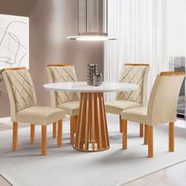 Mesa de Jantar 4 Lugares Kansas/Arthus com Vidro Cinamomo/Off White/Suede Cru 17991 - Cel Móveis Mesa de Jantar 4 Lugares Kansas/Arthus com Vidro Cinamomo/Off White/Suede Cru 17991 - Cel Móveis