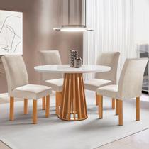 Mesa de Jantar 4 Lugares Kansas/Canela com Vidro Cinamomo/Off White/Suede Bege 17992 - Cel Móveis Mesa de Jantar 4 Lugares Kansas/Canela com Vidro Cinamomo/Off White/Suede Bege 17992 - Cel Móveis