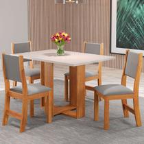 Mesa de Jantar 4 Lugares Kerolin Mel/Blonde/Veludo Cinza - Pnr Móveis Mesa de Jantar 4 Lugares Kerolin Mel/Blonde/Veludo Cinza - Pnr Móveis