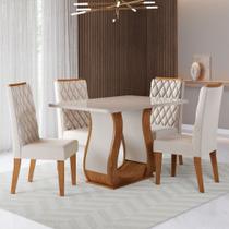 Mesa de Jantar 4 Lugares Lana Mel/Blonde/Veludo Pastel - Viero Móveis