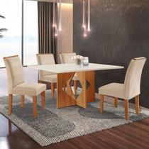 Mesa de Jantar 4 Lugares Laura Cinamomo/Off White/Suede Pena - Cel Móveis