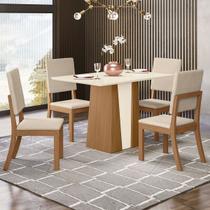 Mesa de Jantar 4 Lugares Lavínia Milla Nature/Off White/Linho - Pnr Móveis Mesa de Jantar 4 Lugares Lavínia Milla Nature/Off White/Linho - Pnr Móveis