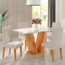 Mesa de Jantar 4 Lugares Lidia Vênus Mel/Blonde/Veludo Marfim - Pnr Móveis Mesa de Jantar 4 Lugares Lidia Vênus Mel/Blonde/Veludo Marfim - Pnr Móveis