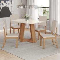 Mesa de Jantar 4 Lugares Lins Milla com Vidro Nature/Off White/Linho - Henn Mesa de Jantar 4 Lugares Lins Milla com Vidro Nature/Off White/Linho - Henn