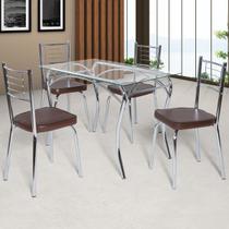 Mesa de Jantar 4 Lugares Lion Juliana Cromado/Marrom - Art Panta Mesa de Jantar 4 Lugares Lion Juliana Cromado/Marrom - Art Panta