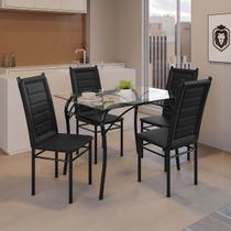 Mesa de Jantar 4 Lugares Lion Tokio com Vidro Preto - Art Panta