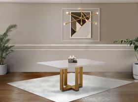 Mesa de Jantar 4 Lugares Lisy Madeira Maciça e Tampo de Vidro 120cm