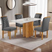 Mesa de Jantar 4 Lugares Lorena Carolina com Vidro Cinamomo/Off White/Cinza - Cel Móveis