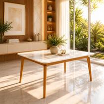 Mesa de Jantar 4 Lugares Madeira Maciça 120x90 Tampo MDF e Vidro Bege Jade Mesa de Jantar 4 Lugares Madeira Maciça 120x90 Tampo MDF e Vidro Bege Jade