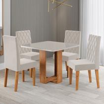 Mesa de Jantar 4 Lugares Magiore Mel/Blonde/Veludo Pastel - Viero Móveis Mesa de Jantar 4 Lugares Magiore Mel/Blonde/Veludo Pastel - Viero Móveis