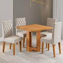 Mesa de Jantar 4 Lugares Magiore Mel/Tampo Mel/Veludo Pastel - Viero Móveis