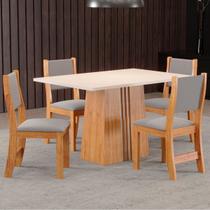 Mesa de Jantar 4 Lugares Marilia Mel/Blonde/Veludo Cinza - Pnr Móveis Mesa de Jantar 4 Lugares Marilia Mel/Blonde/Veludo Cinza - Pnr Móveis