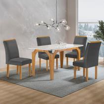 Mesa de Jantar 4 Lugares Melina Luisa com Vidro Cinamomo/Off White/Cinza - Cel Móveis