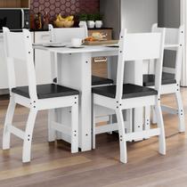 Mesa De Jantar 4 Lugares Milano Branco/preto - Poliman Móveis