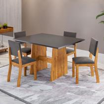 Mesa de Jantar 4 Lugares Monroe Mel/Cinza - Viero Móveis Mesa de Jantar 4 Lugares Monroe Mel/Cinza - Viero Móveis