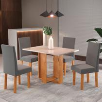 Mesa de Jantar 4 Lugares Morgana Mel/Blonde/Veludo Cinza 26282 - Pnr Móveis Mesa de Jantar 4 Lugares Morgana Mel/Blonde/Veludo Cinza 26282 - Pnr Móveis