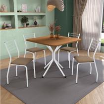 Mesa de Jantar 4 Lugares Natalia Branco/Canela/Bege - Kappesberg Crome Mesa de Jantar 4 Lugares Natalia Branco/Canela/Bege - Kappesberg Crome