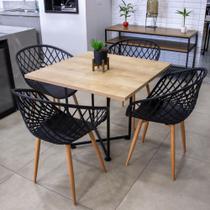 Mesa de Jantar 4 Lugares Natural Jade 90cm e Kit 4 Cadeiras Clarice D03 - D Rossi