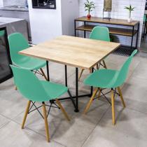 Mesa de Jantar 4 Lugares Natural Jade 90cm e Kit 4 Cadeiras Eiffel D03 - D Rossi
