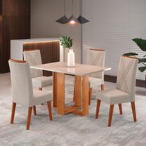 Mesa de Jantar 4 Lugares Nivus Mel/Blonde/Marfim - Viero Móveis Mesa de Jantar 4 Lugares Nivus Mel/Blonde/Marfim - Viero Móveis