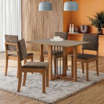 Mesa de Jantar 4 Lugares Noemi com Vidro Canela/Freijo/Bronze/Marrom - Kappesberg Jantar