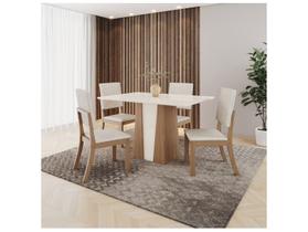Mesa de Jantar 4 Lugares Orus Milla Nature/Off White/Linho - Henn
