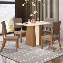 Mesa de Jantar 4 Lugares Orus Milla Nature/Off White/Marrom Amêndoa - Henn Mesa de Jantar 4 Lugares Orus Milla Nature/Off White/Marrom Amêndoa - Henn