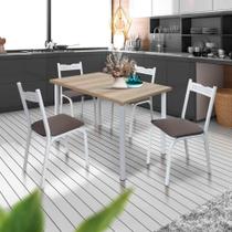 Mesa De Jantar 4 Lugares Para Apartamento Pequeno Branco Carvalho Alba Shop JM