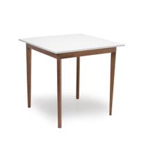 Mesa de Jantar 4 Lugares Quadrada 90x90 em Mdf e Madeira Liz Branca Mesa de Jantar 4 Lugares Quadrada 90x90 em Mdf e Madeira Liz Branca