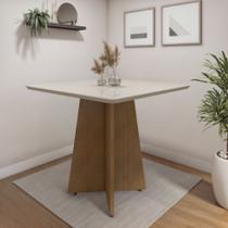 Mesa de Jantar 4 Lugares Quadrada Tampo Vidro/MDF Jade Marrom/Cinamomo/Off White Mesa de Jantar 4 Lugares Quadrada Tampo Vidro/MDF Jade Marrom/Cinamomo/Off White