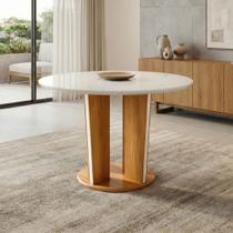 Mesa de Jantar 4 Lugares Redonda 135cm Tampo Vidro/MDF Ana Marrom/Cinamomo/Off White Mesa de Jantar 4 Lugares Redonda 135cm Tampo Vidro/MDF Ana Marrom/Cinamomo/Off White
