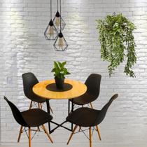 Mesa De Jantar 4 Lugares Redonda Ferro E Madeira