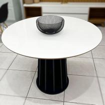 Mesa de Jantar 4 Lugares Redonda MDF Base Ripada Freijó