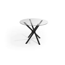 Mesa de Jantar 4 Lugares Redonda Tampo de Vidro Tubular Volga