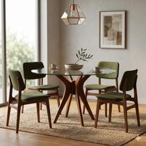 Mesa de Jantar 4 Lugares Redonda Vidro 110cm Pampa Marrom/Nozes Mesa de Jantar 4 Lugares Redonda Vidro 110cm Pampa Marrom/Nozes
