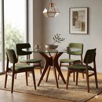 Mesa de Jantar 4 Lugares Redonda Vidro 110cm Pampa Mesa de Jantar 4 Lugares Redonda Vidro 110cm Pampa
