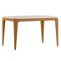 Mesa de Jantar 4 Lugares Retangular 120cm Tampo MDF Com Vidro Claris N01 Ypê Off White - Lyam Decor Mesa de Jantar 4 Lugares Retangular 120cm Tampo MDF Com Vidro Claris N01 Ypê Off White - Lyam Decor