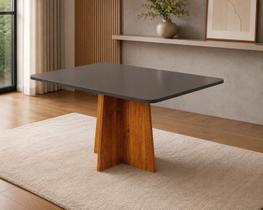 Mesa de Jantar 4 Lugares Retangular Aires em MDF Mel e Cinza Mesa de Jantar 4 Lugares Retangular Aires em MDF Mel e Cinza