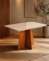 Mesa de Jantar 4 Lugares Retangular Aires em MDF Vidro Mel e Off White Mesa de Jantar 4 Lugares Retangular Aires em MDF Vidro Mel e Off White